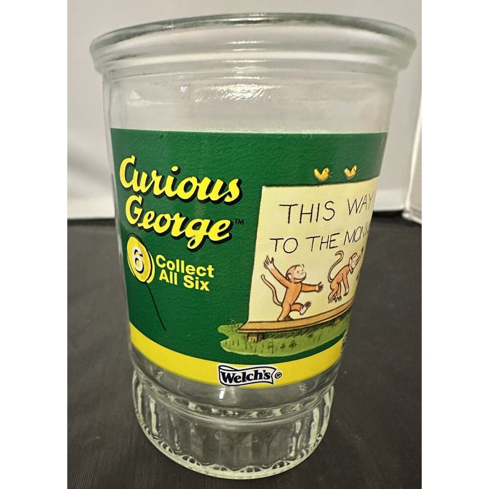 Vintage Welch's Curious George #6 Jelly Glass Jar “This Way To The Monkeys”